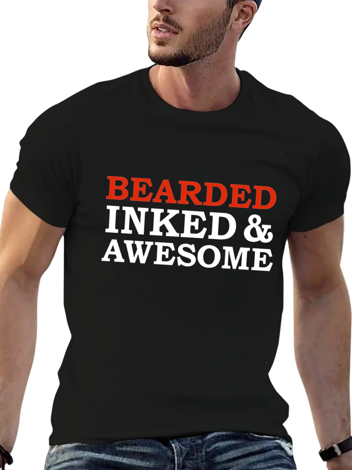 Bearded Inked & Awesome Graphic T-Shirt - Black product image 9