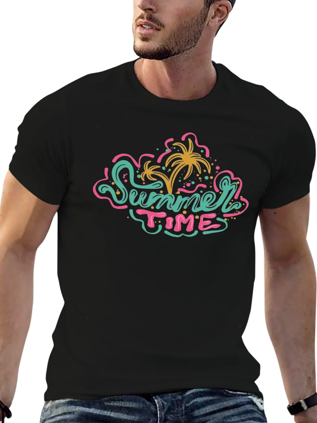Summer Time Graphic Tee - Black Casual T-Shirt product image 9