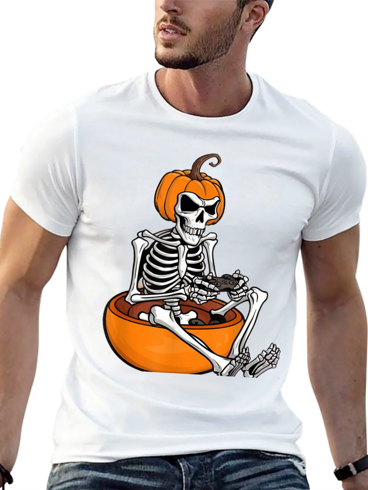 Halloween Gamer Skeleton T-Shirt product image 4
