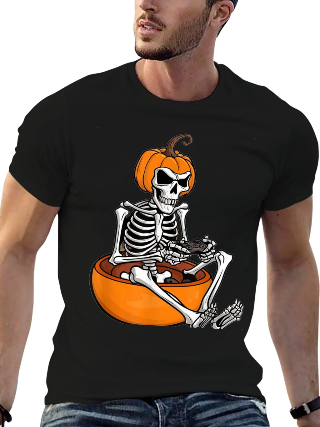 Halloween Gamer Skeleton T-Shirt product image 9