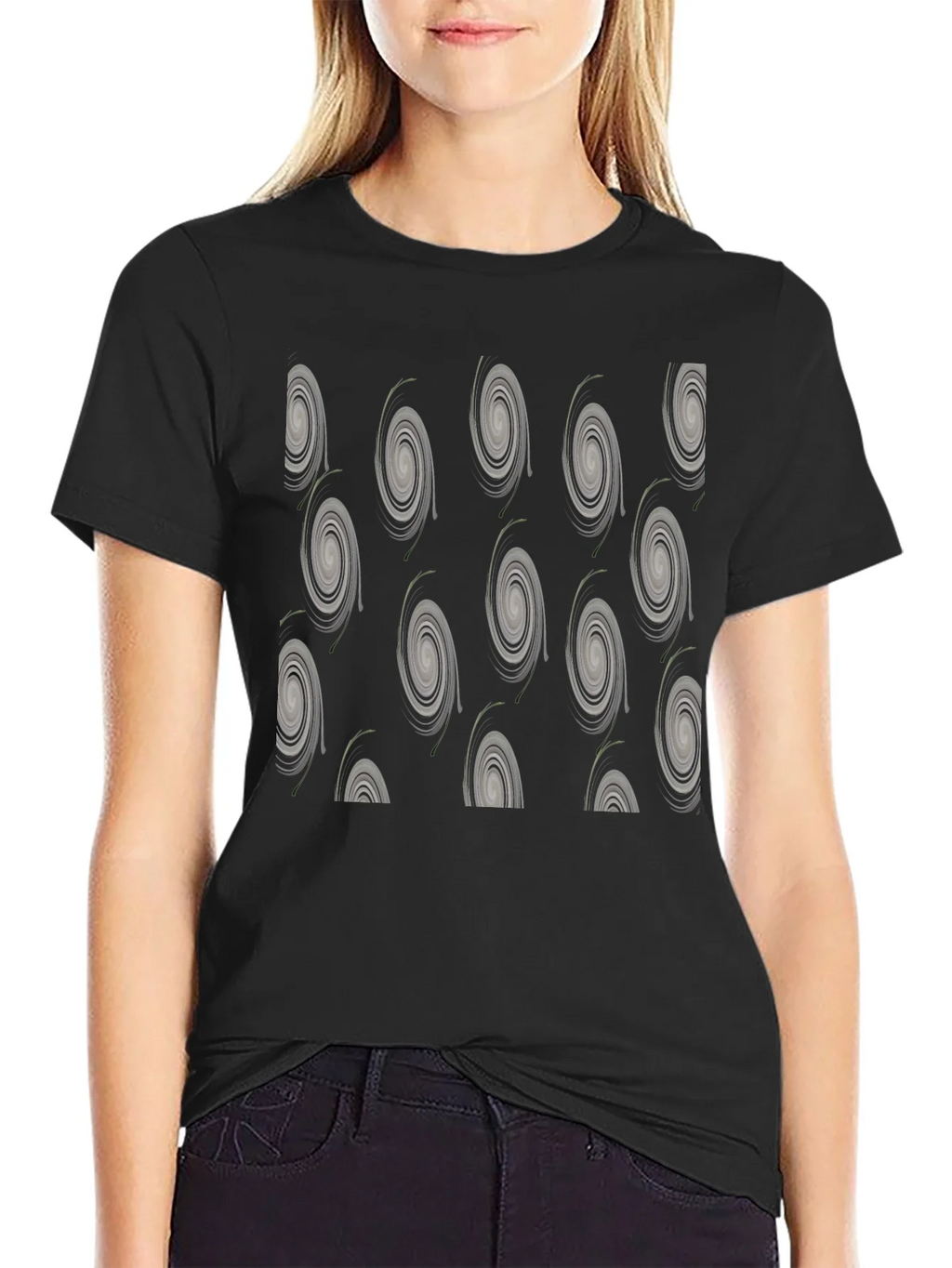 Modern Swirl Pattern Black T-Shirt product image 5