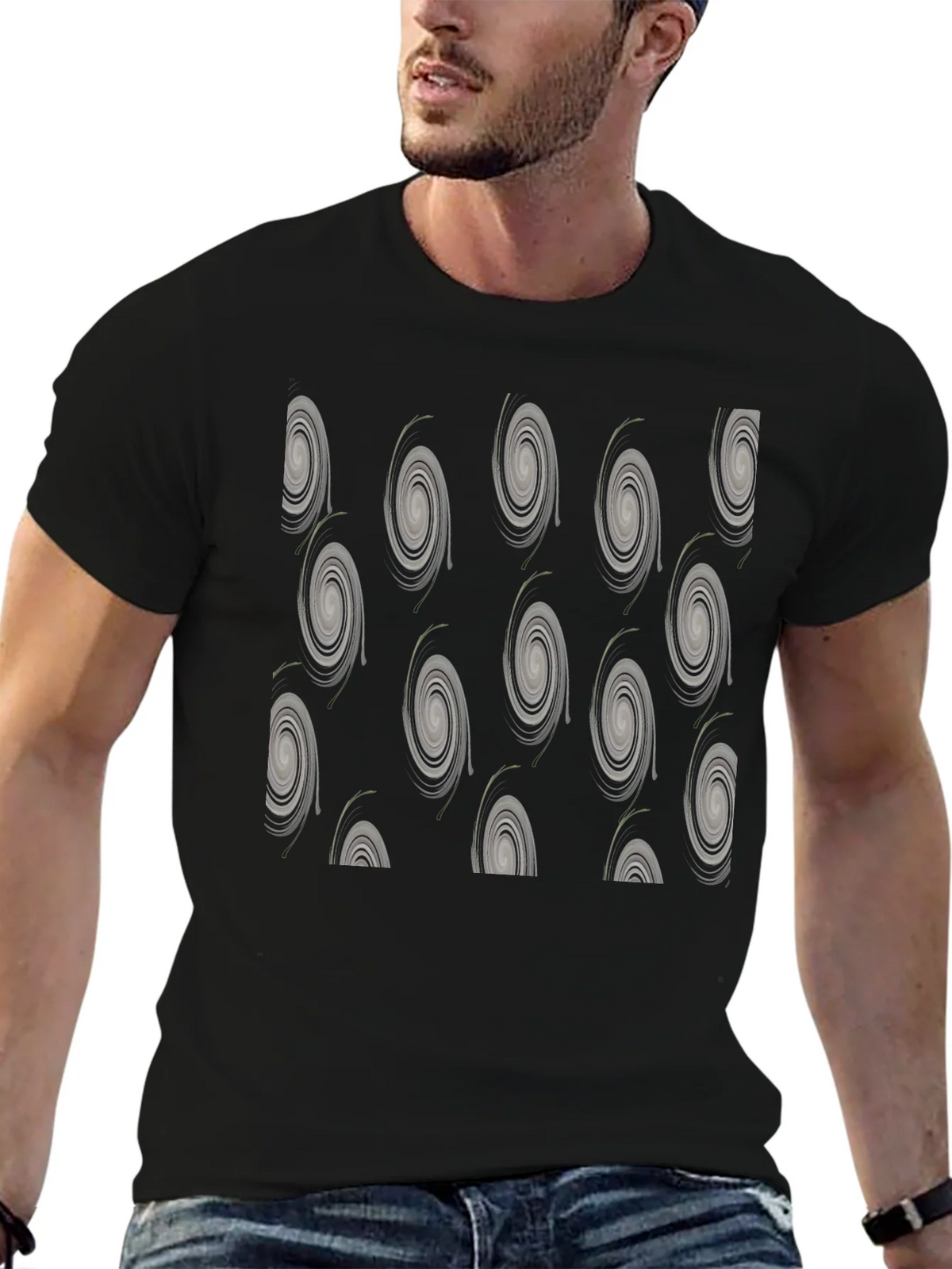 Modern Swirl Pattern Black T-Shirt product image 9