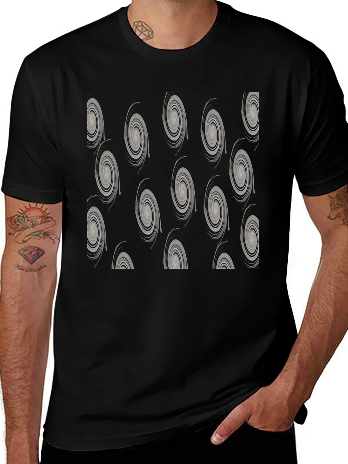 Modern Swirl Pattern Black T-Shirt product image 1