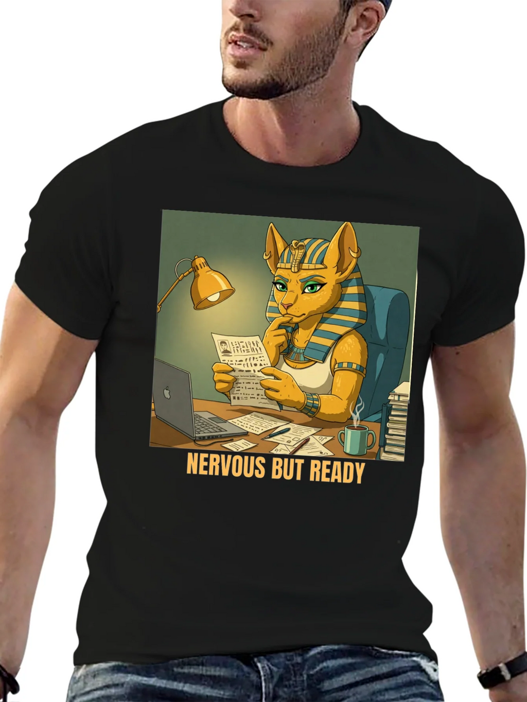 Nervous But Ready Cat Pharaoh T-Shirt product image 9