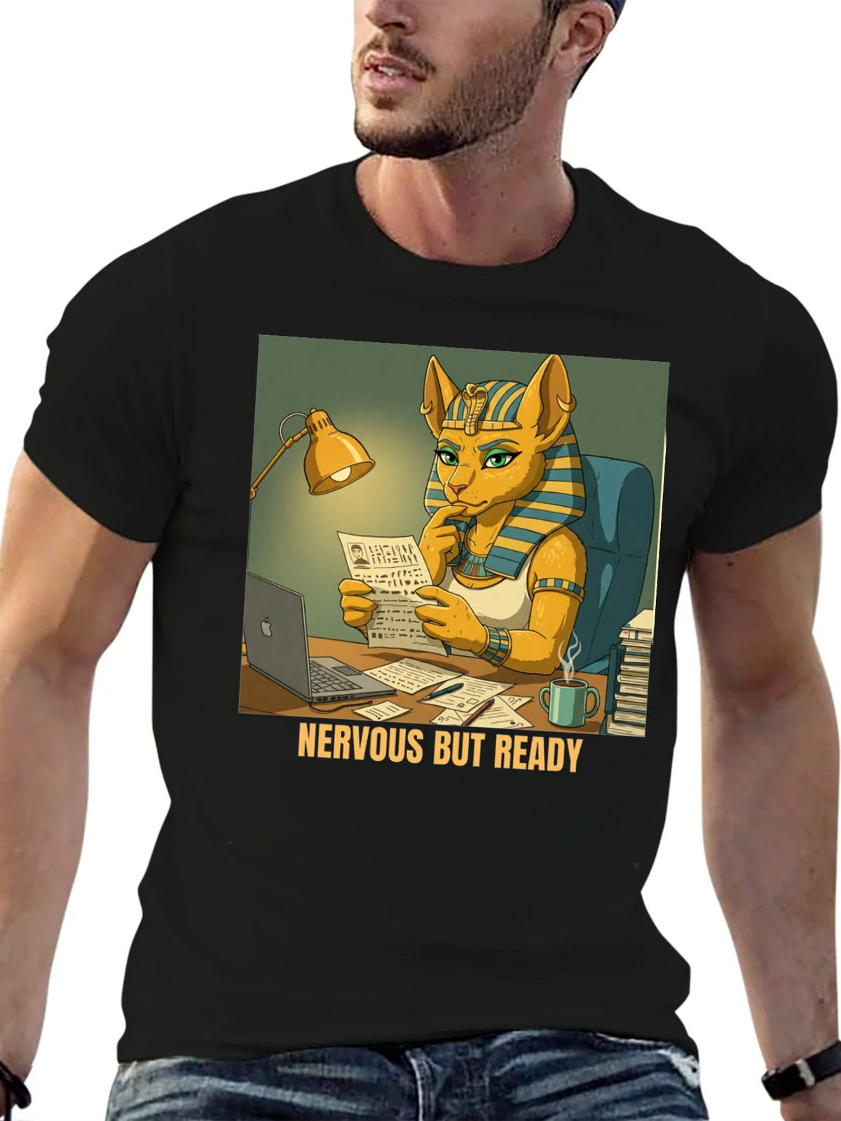 Nervous But Ready Cat Pharaoh T-Shirt product image 9