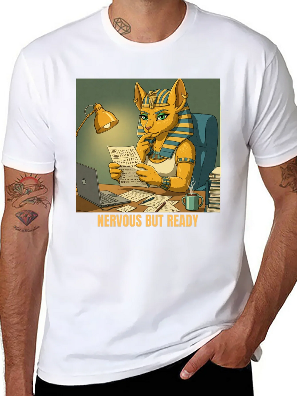 Nervous But Ready Cat Pharaoh T-Shirt product image 10