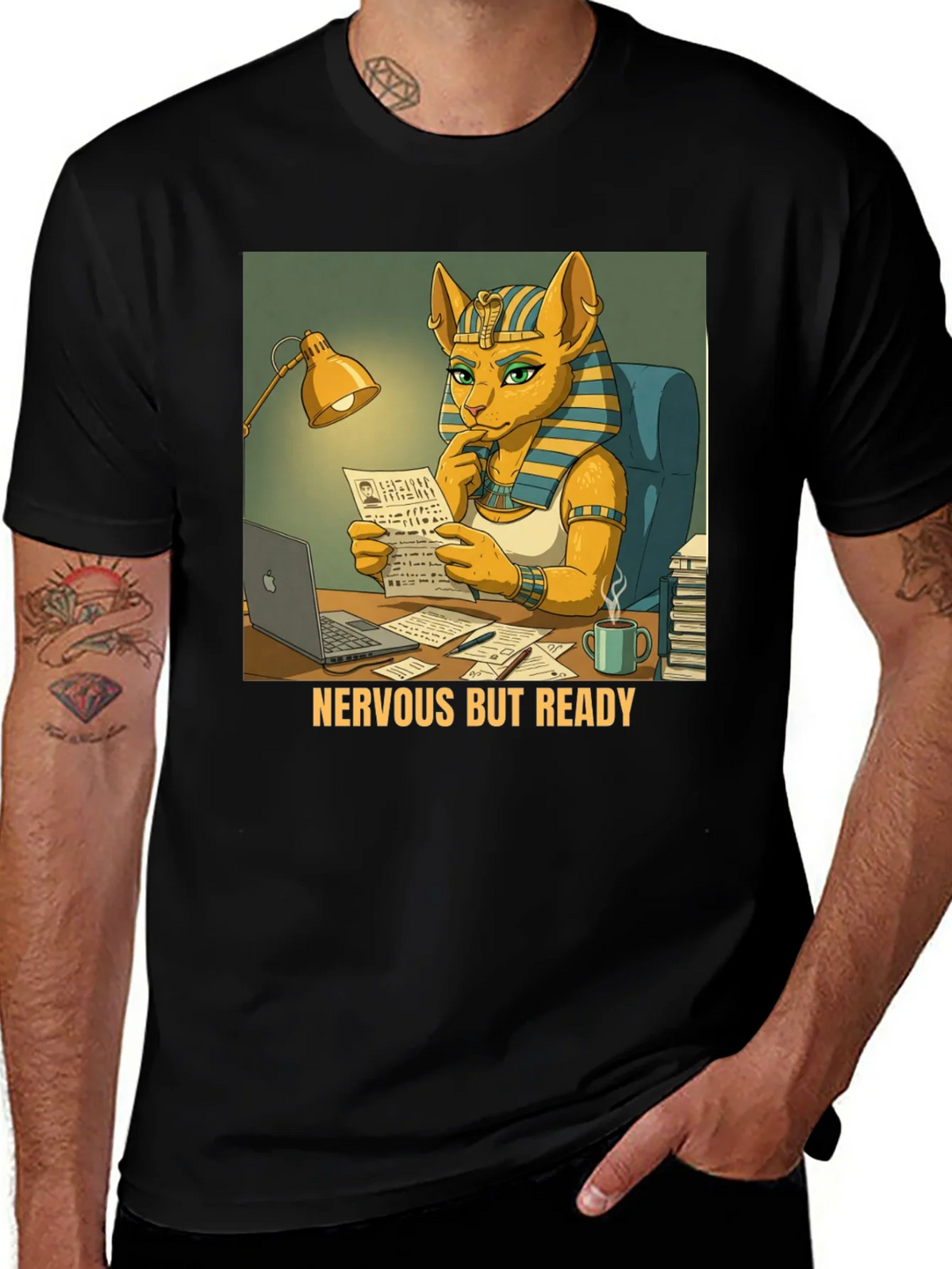 Nervous But Ready Cat Pharaoh T-Shirt product image 1