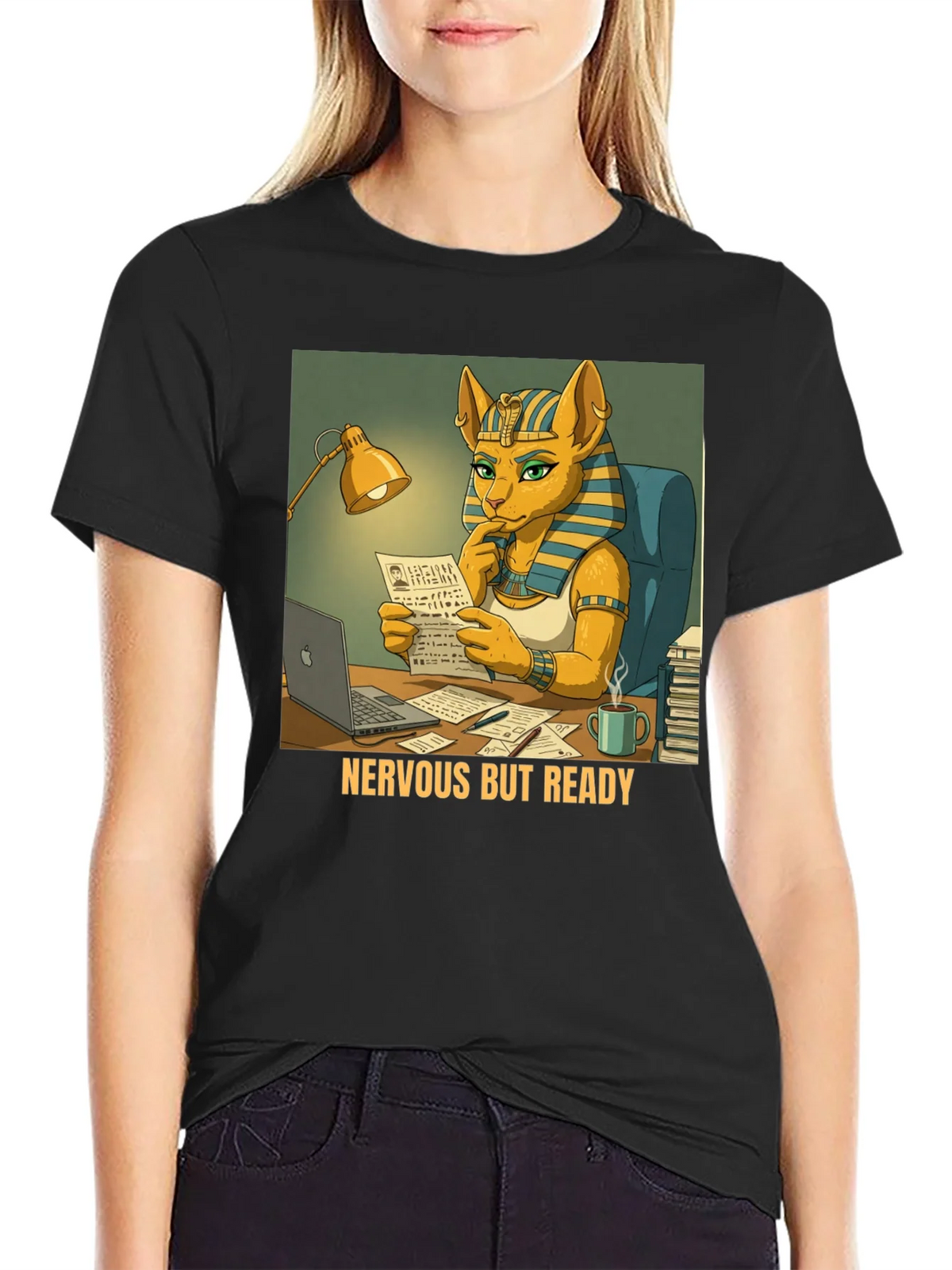 Nervous But Ready Cat Pharaoh T-Shirt product image 5