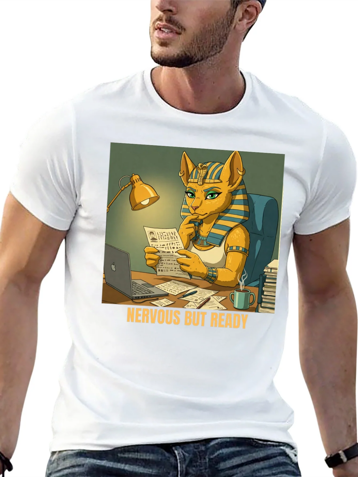 Nervous But Ready Cat Pharaoh T-Shirt product image 4