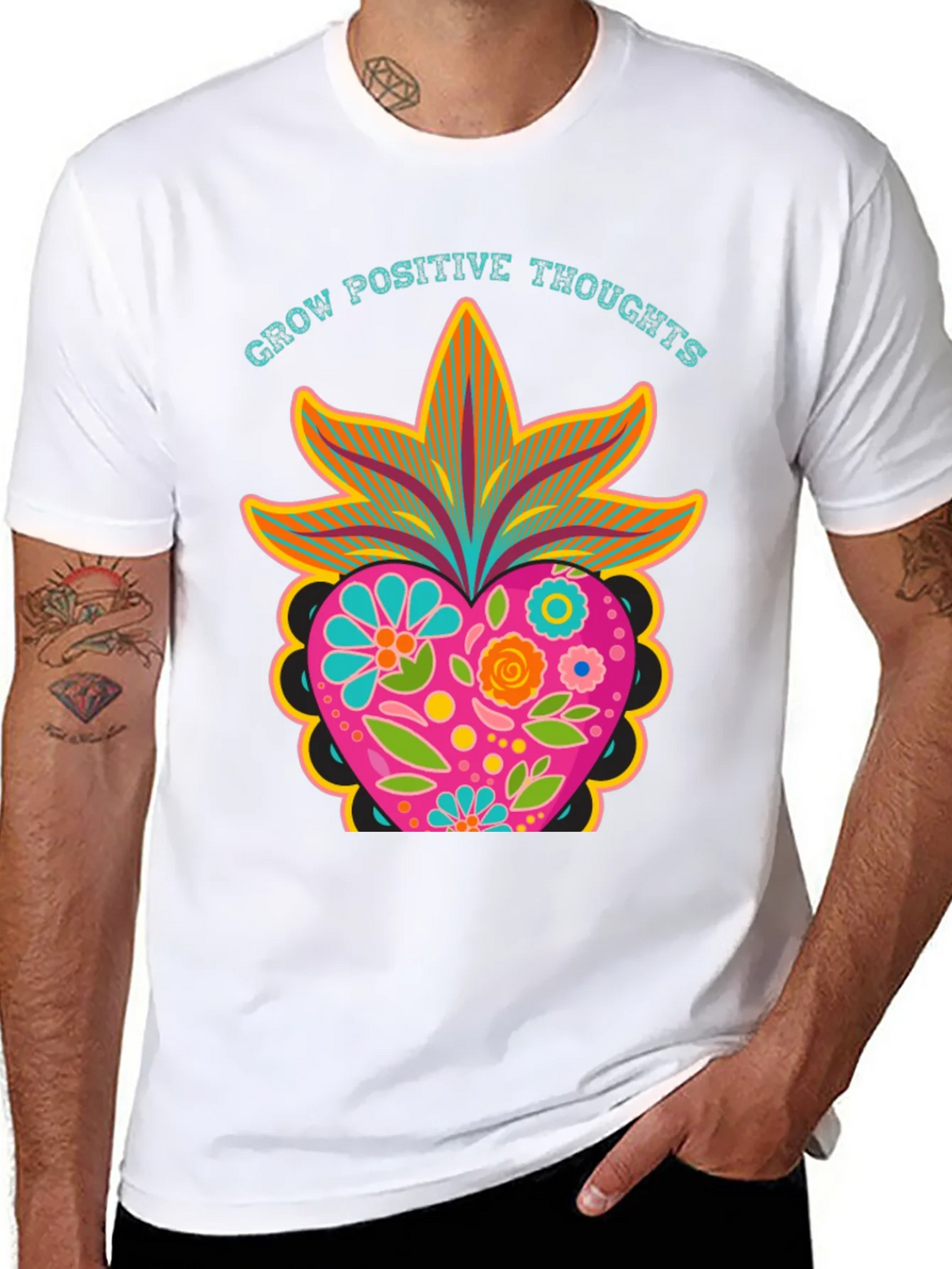 Grow Positive Thoughts Black Graphic Tee product image 10