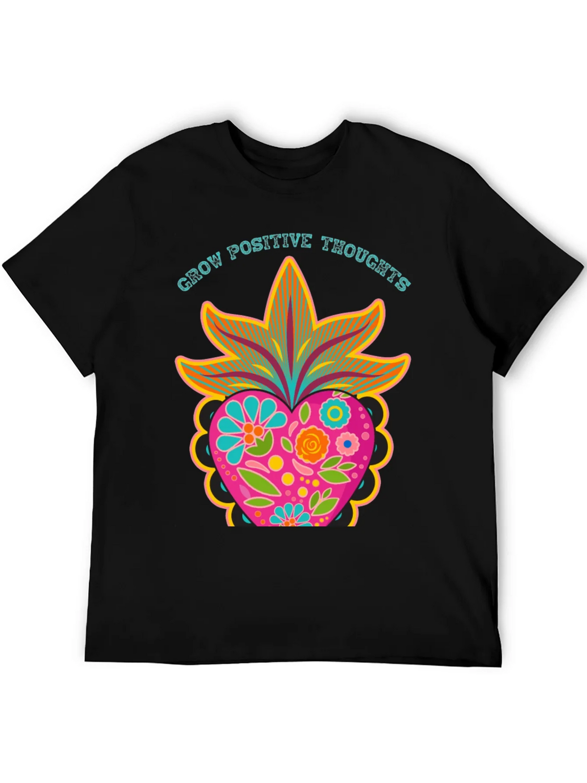 Grow Positive Thoughts Black Graphic Tee product image 8