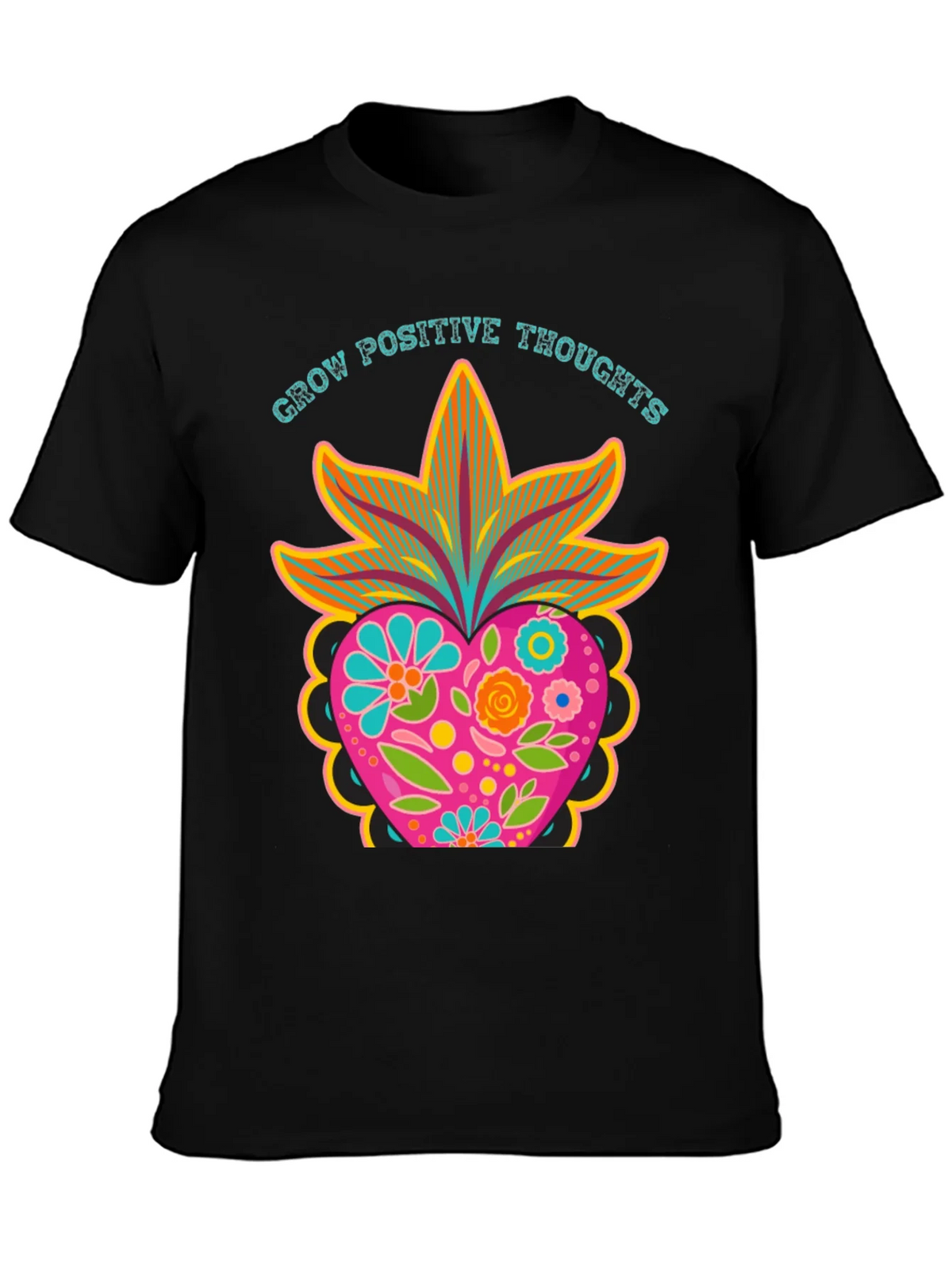 Grow Positive Thoughts Black Graphic Tee product image 6