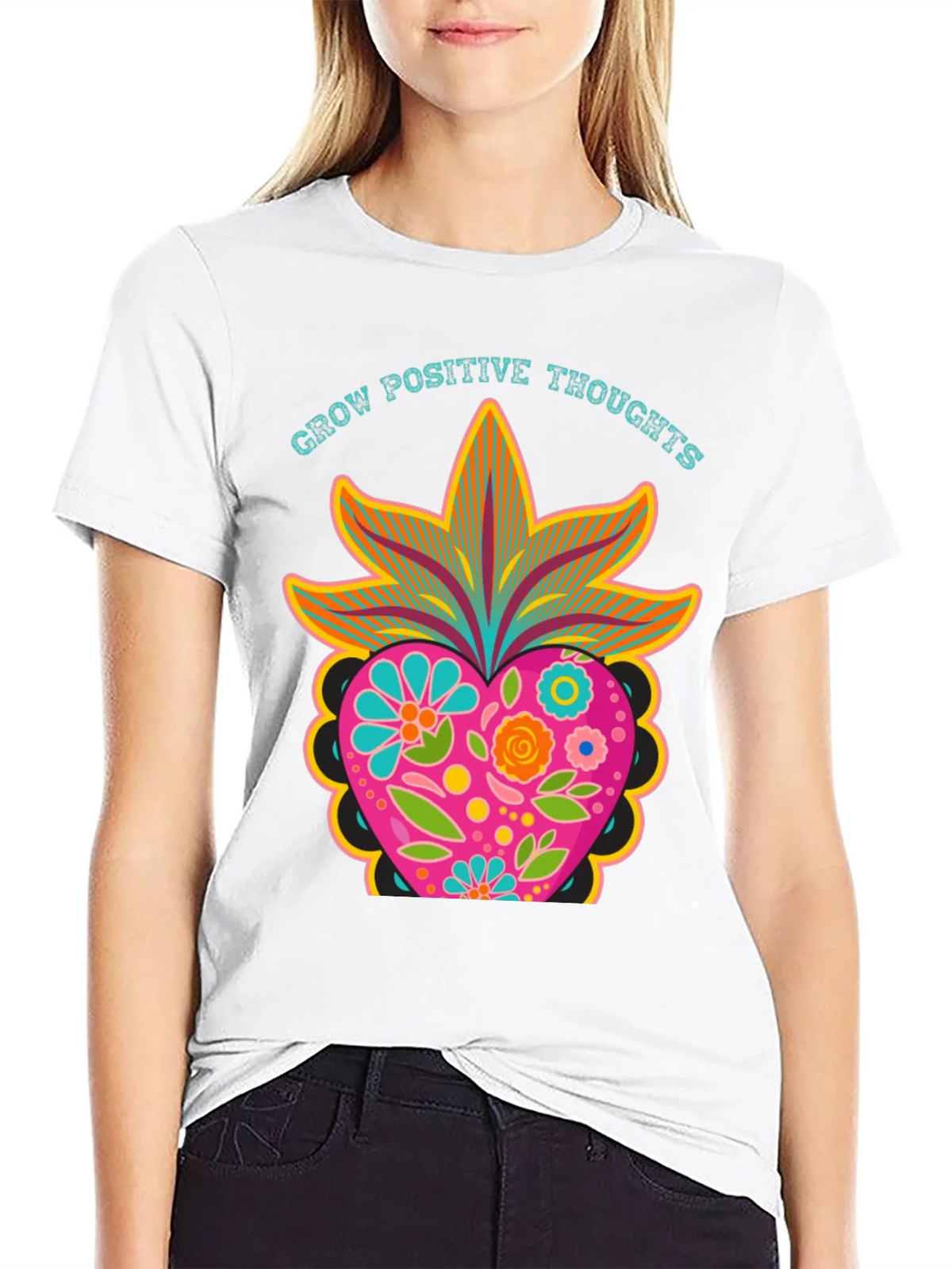 Grow Positive Thoughts Black Graphic Tee product image 11