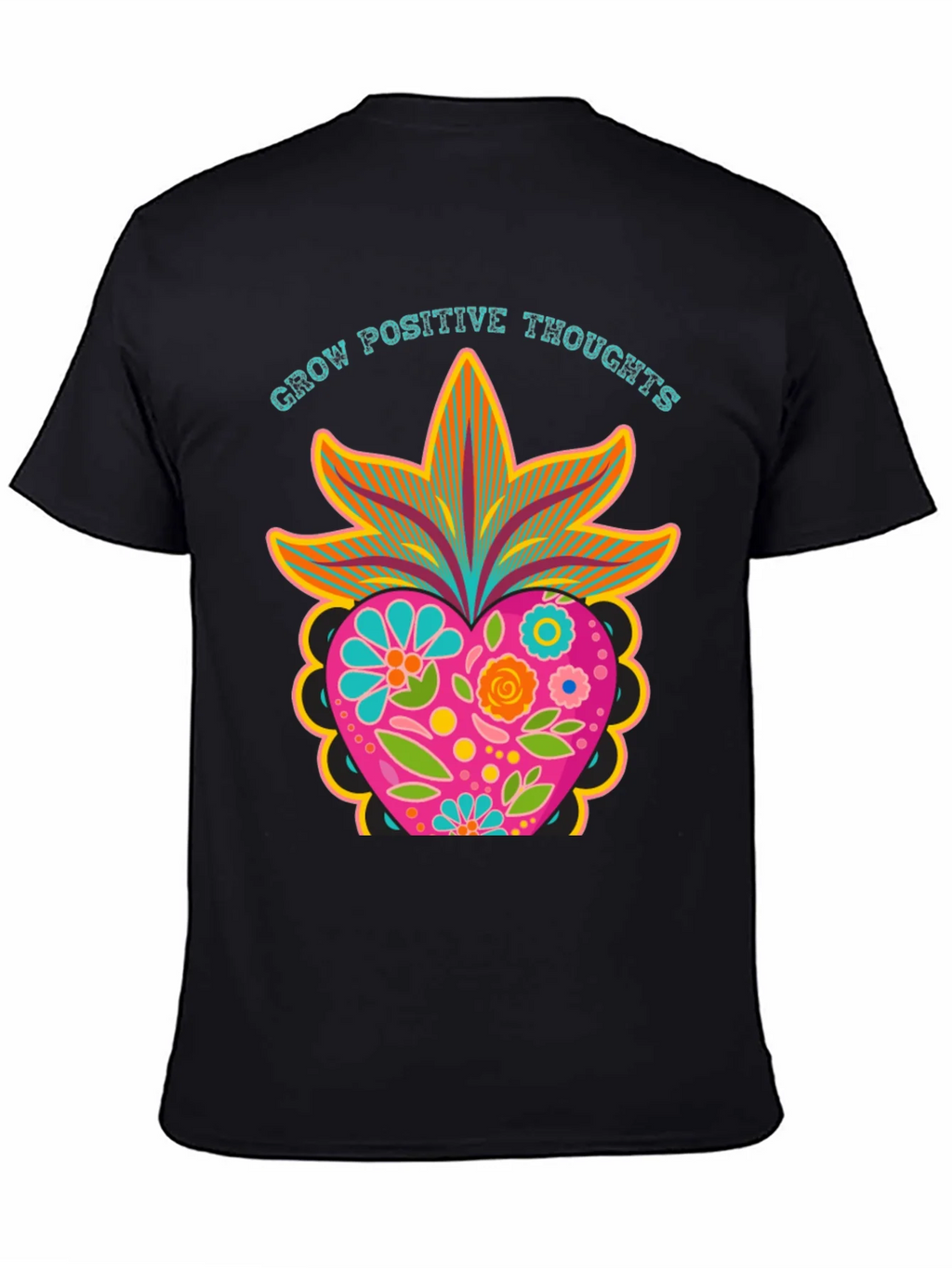 Grow Positive Thoughts Black Graphic Tee product image 7