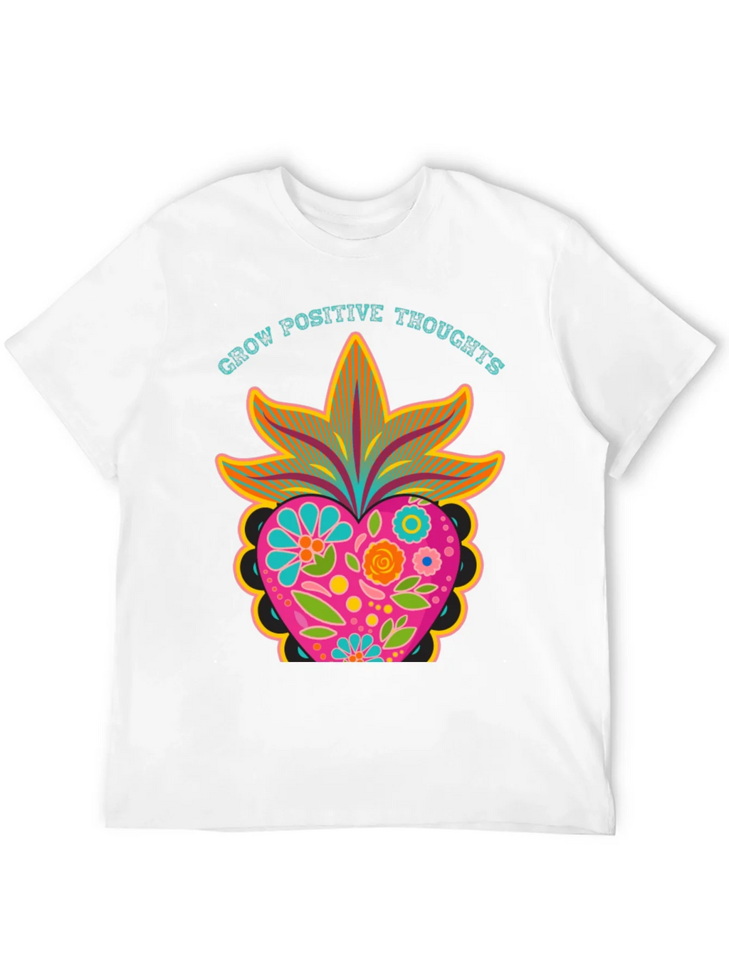 Grow Positive Thoughts Black Graphic Tee product image 3