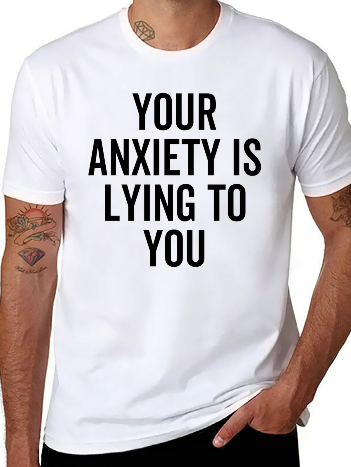 Anxiety Awareness Graphic Tee - Black Cotton T-Shirt product image 10