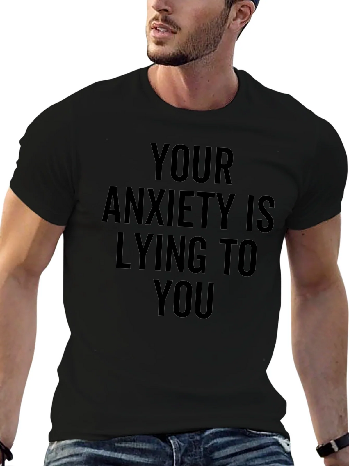 Anxiety Awareness Graphic Tee - Black Cotton T-Shirt product image 9