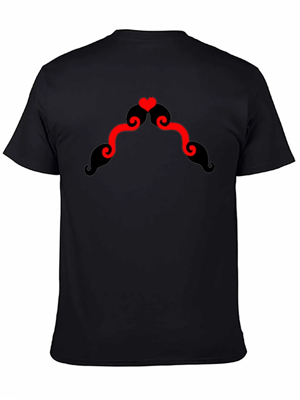 Heart Mustache Black T-Shirt product image 7