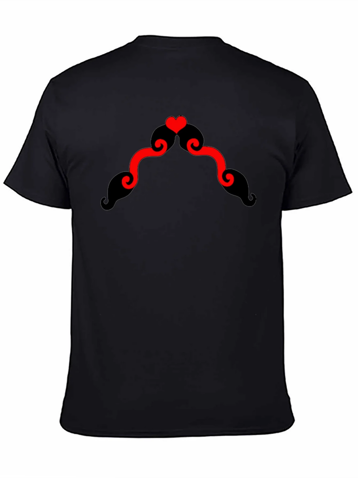 Heart Mustache Black T-Shirt product image 7