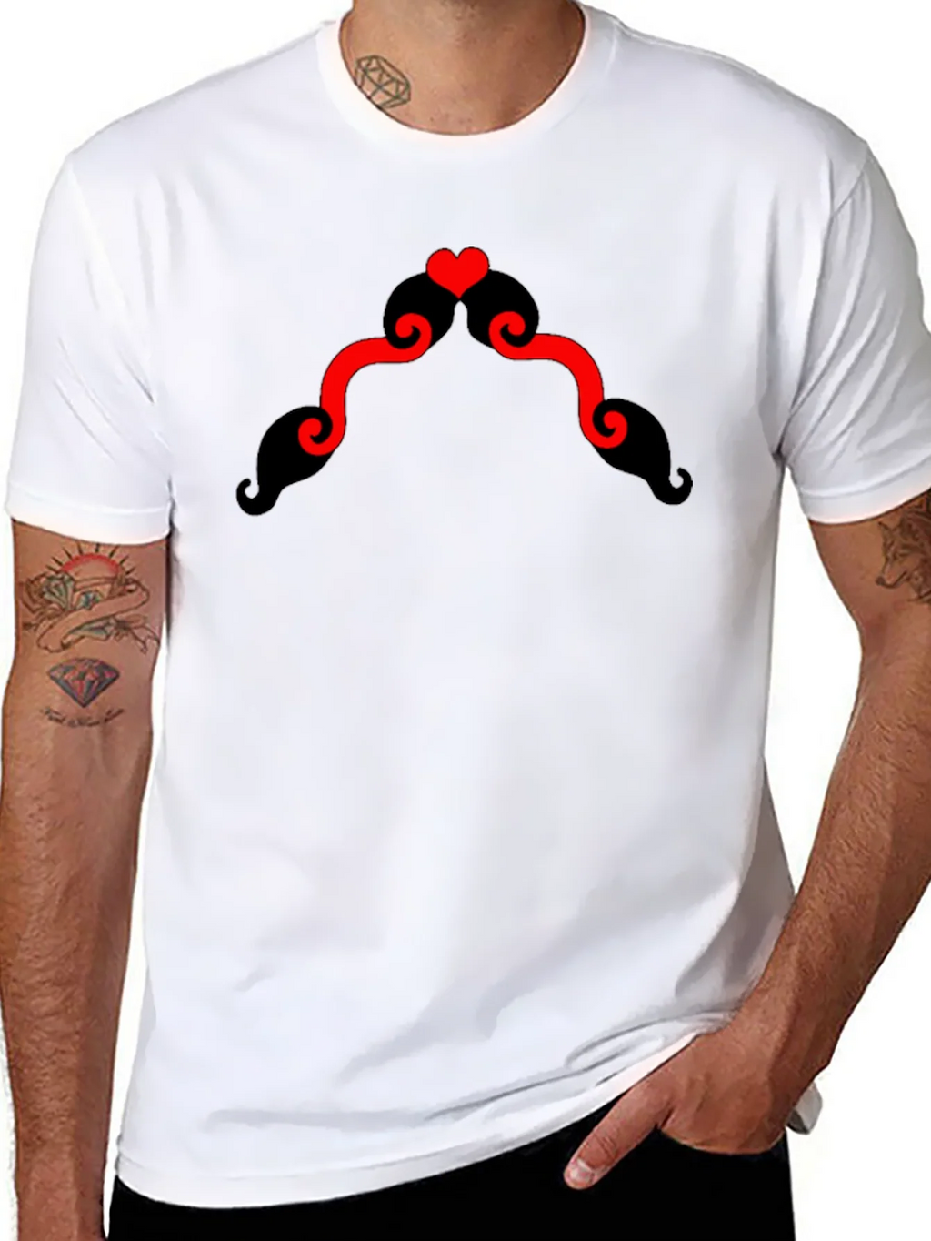 Heart Mustache Black T-Shirt product image 10