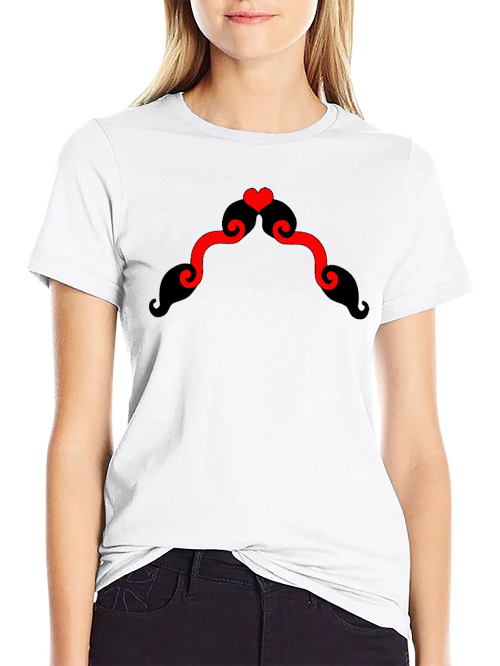 Heart Mustache Black T-Shirt product image 11