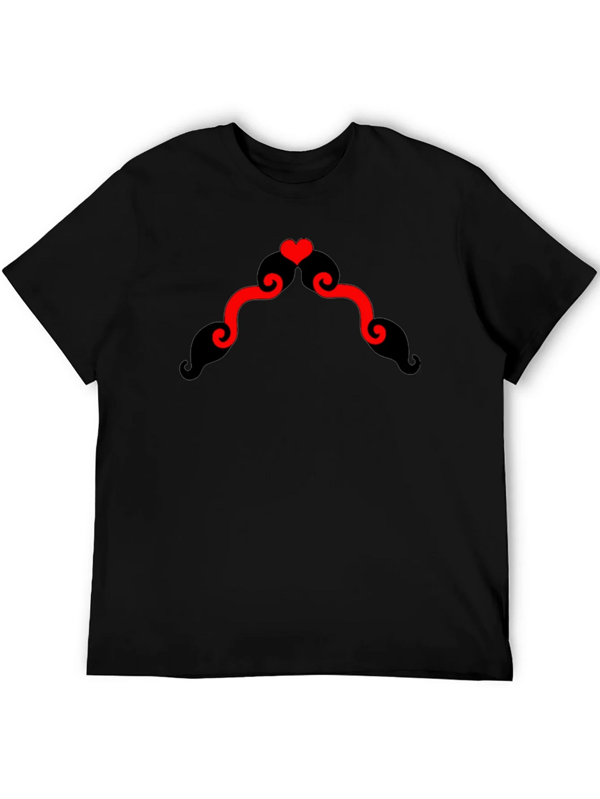 Heart Mustache Black T-Shirt product image 8