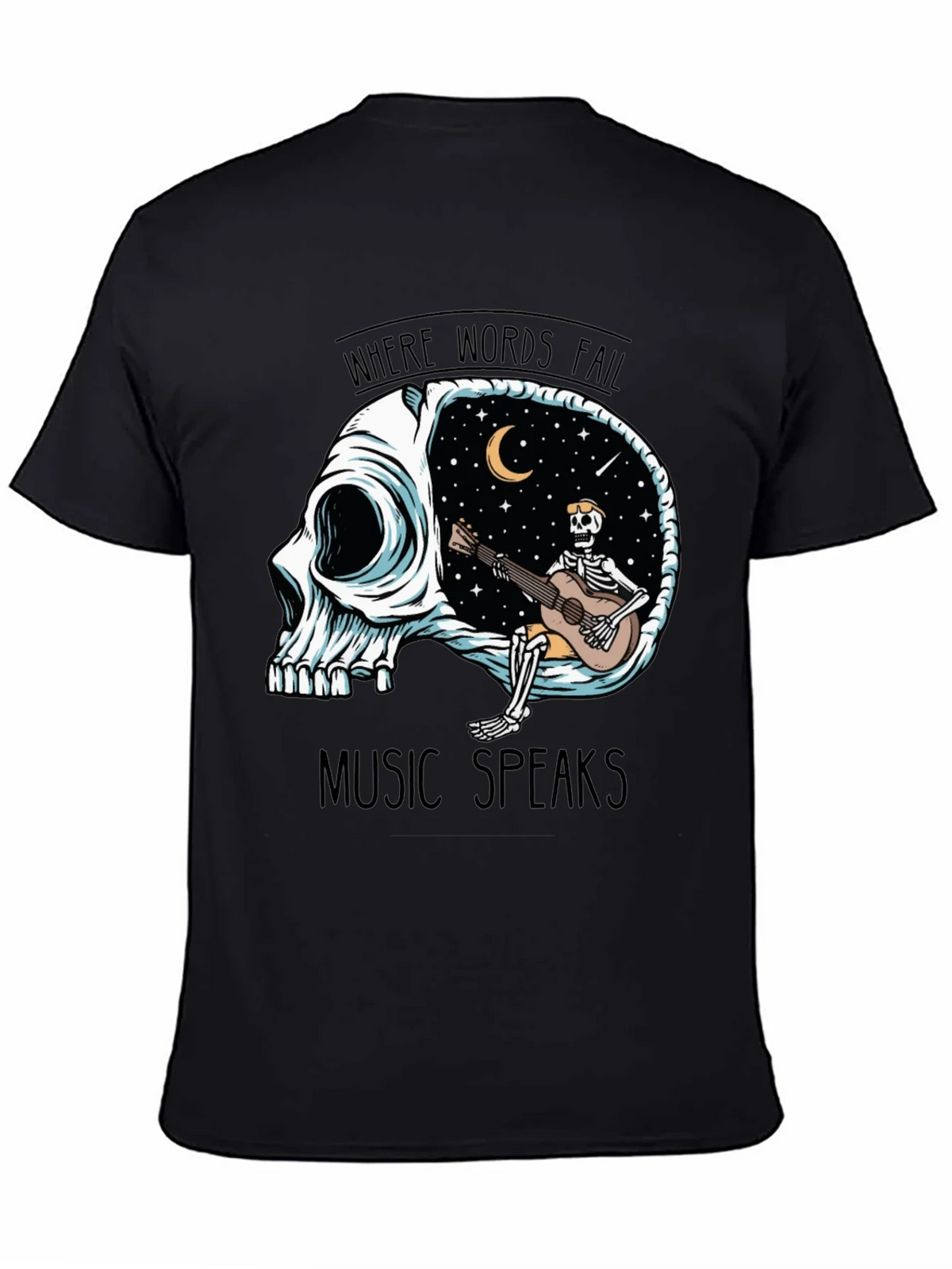 Skull Guitar Skeleton Graphic Tee - Music Speaks product image 7