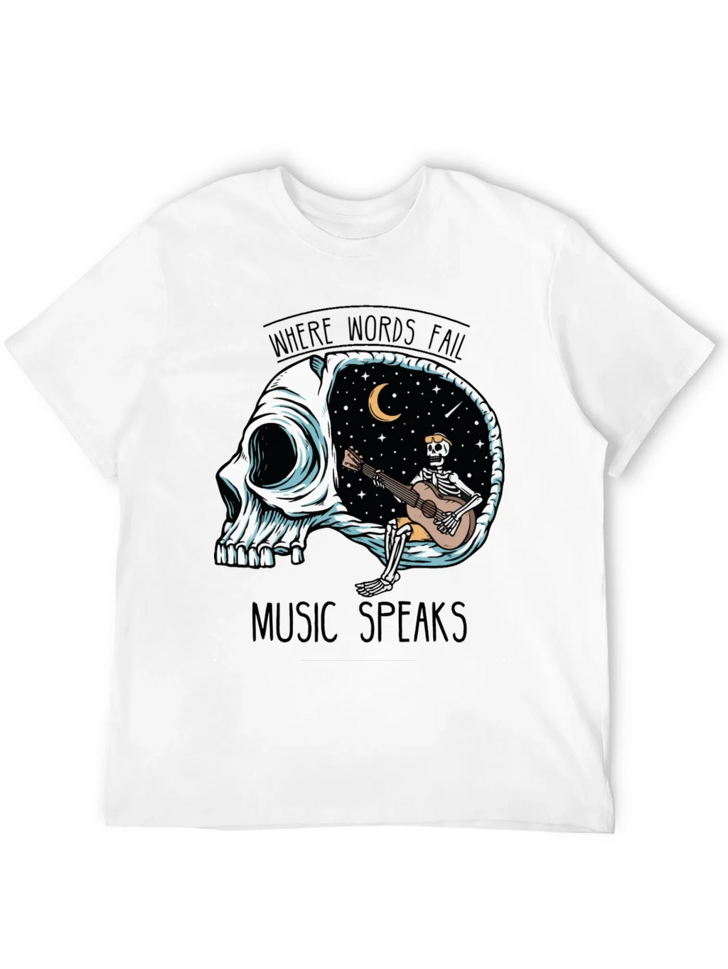 Skull Guitar Skeleton Graphic Tee - Music Speaks product image 3