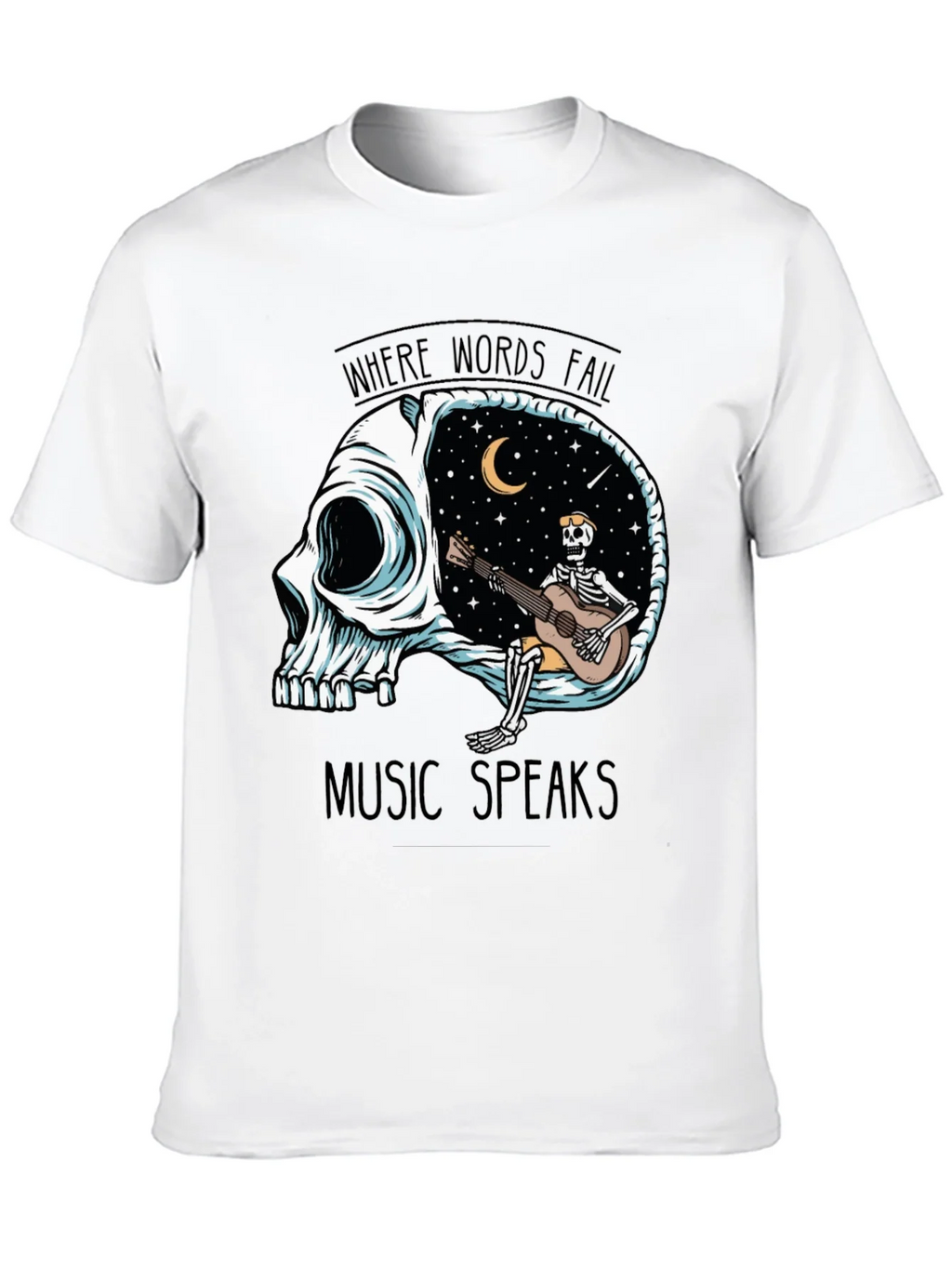 Skull Guitar Skeleton Graphic Tee - Music Speaks product image 12