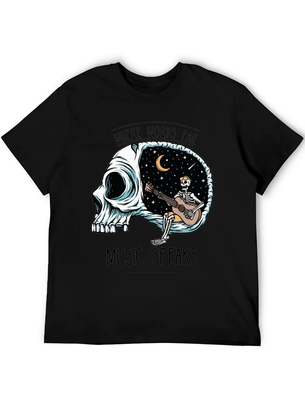 Skull Guitar Skeleton Graphic Tee - Music Speaks product image 8