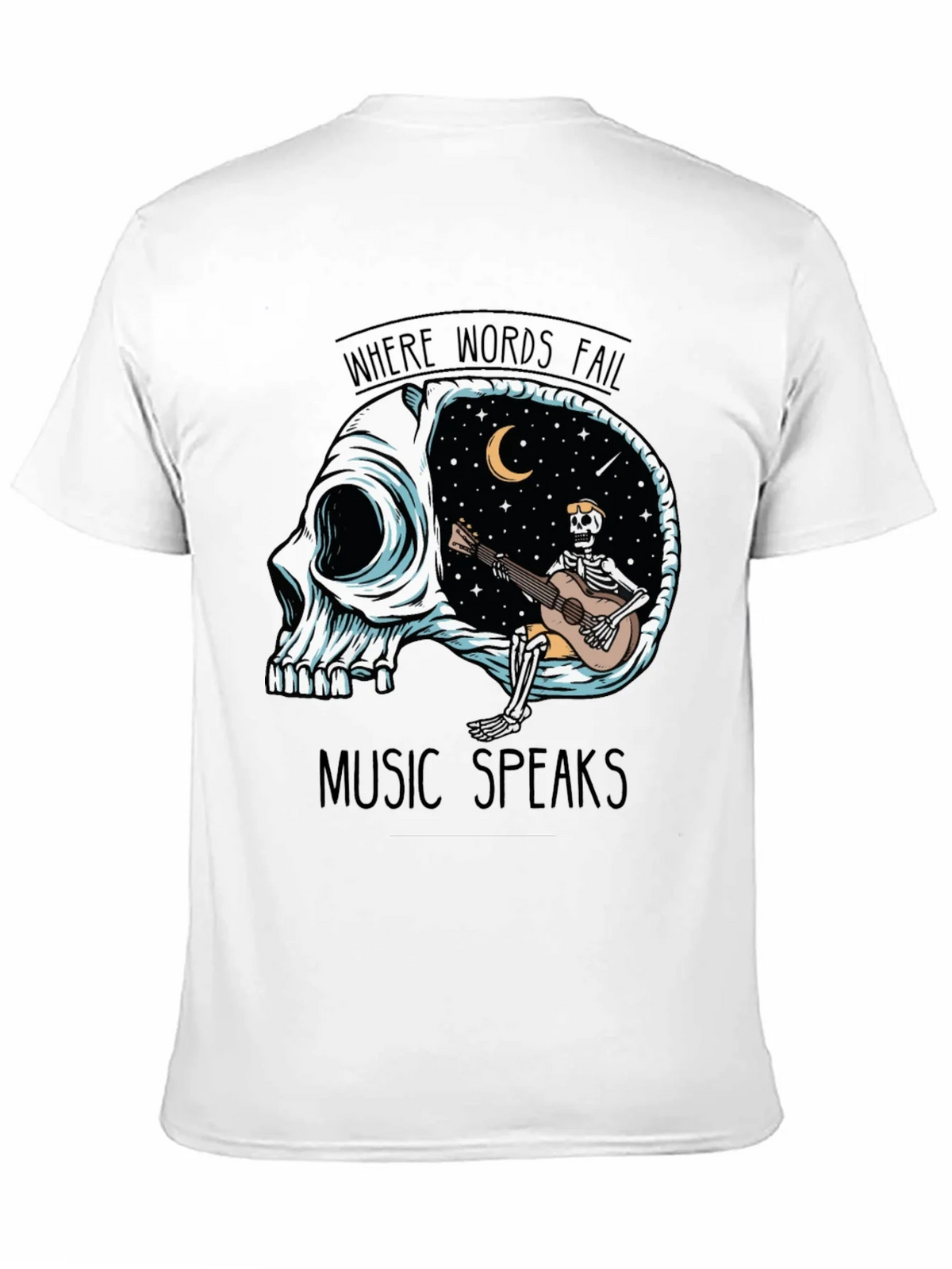 Skull Guitar Skeleton Graphic Tee - Music Speaks product image 2