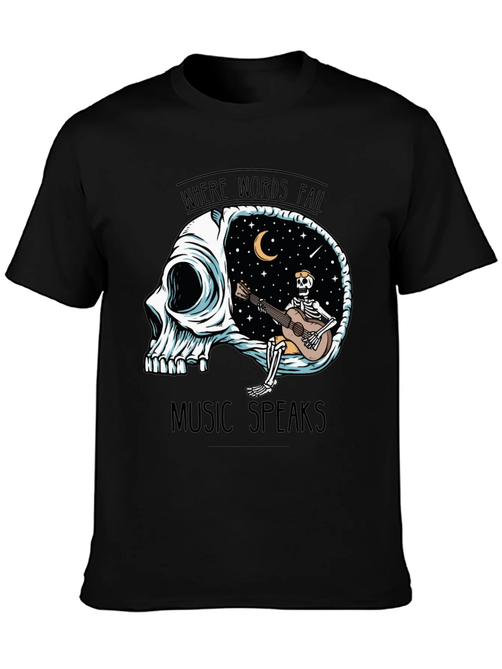 Skull Guitar Skeleton Graphic Tee - Music Speaks product image 6