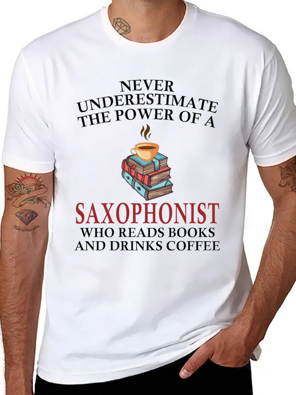 Saxophonist Coffee & Books Graphic Tee product image 10