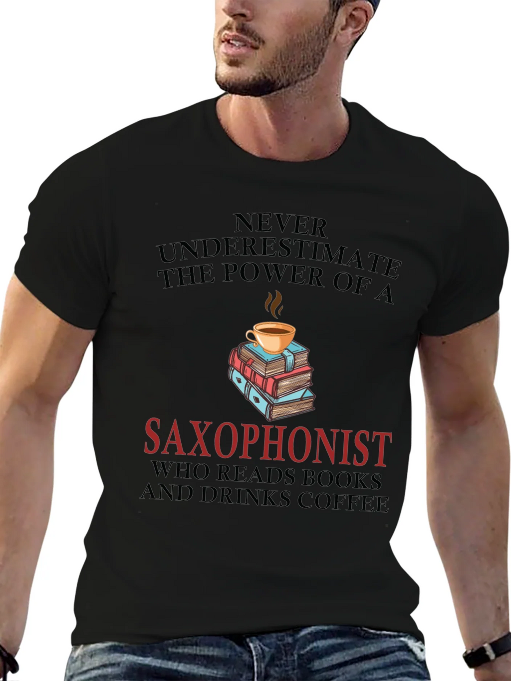 Saxophonist Coffee & Books Graphic Tee product image 9