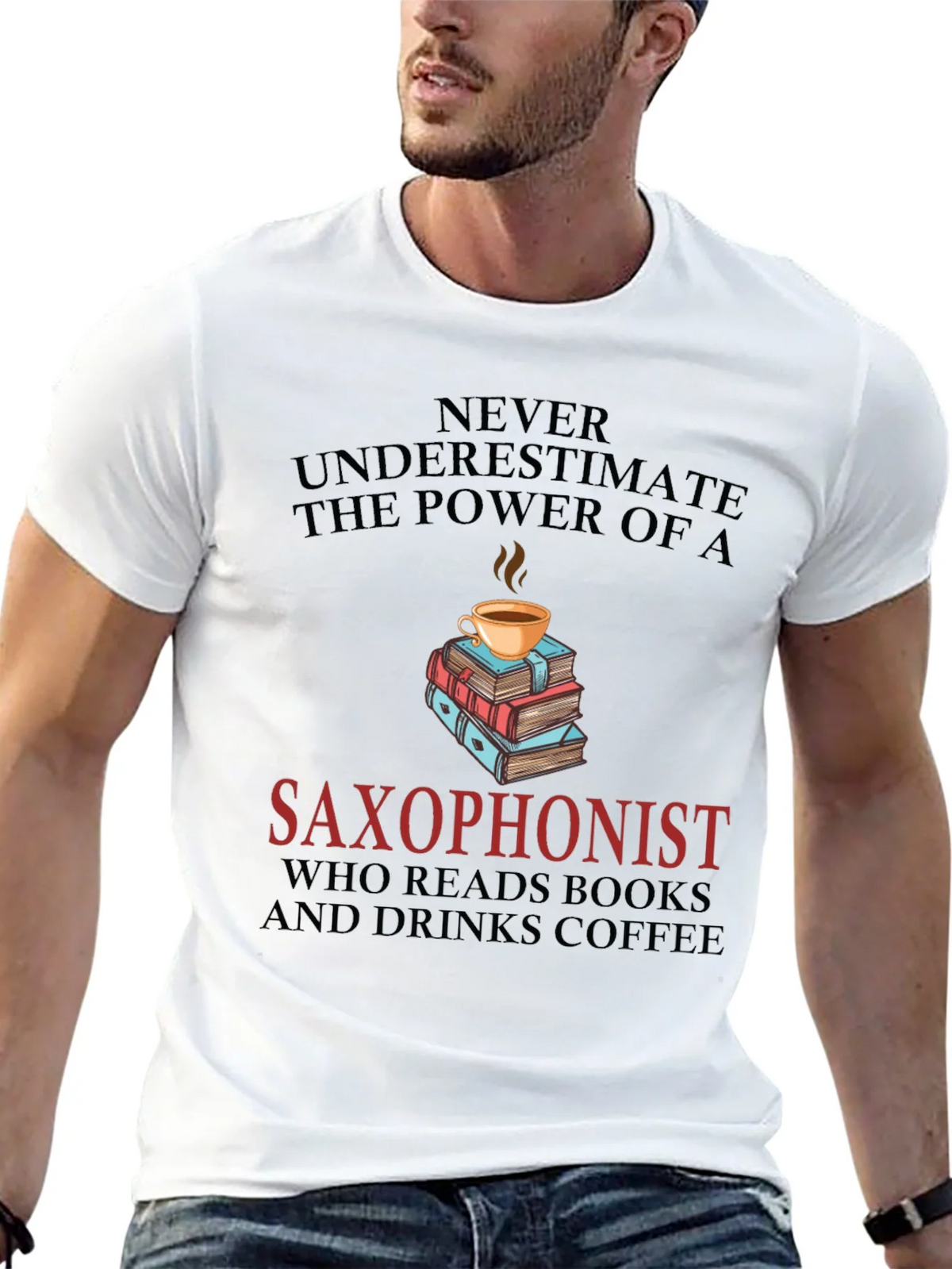 Saxophonist Coffee & Books Graphic Tee product image 4
