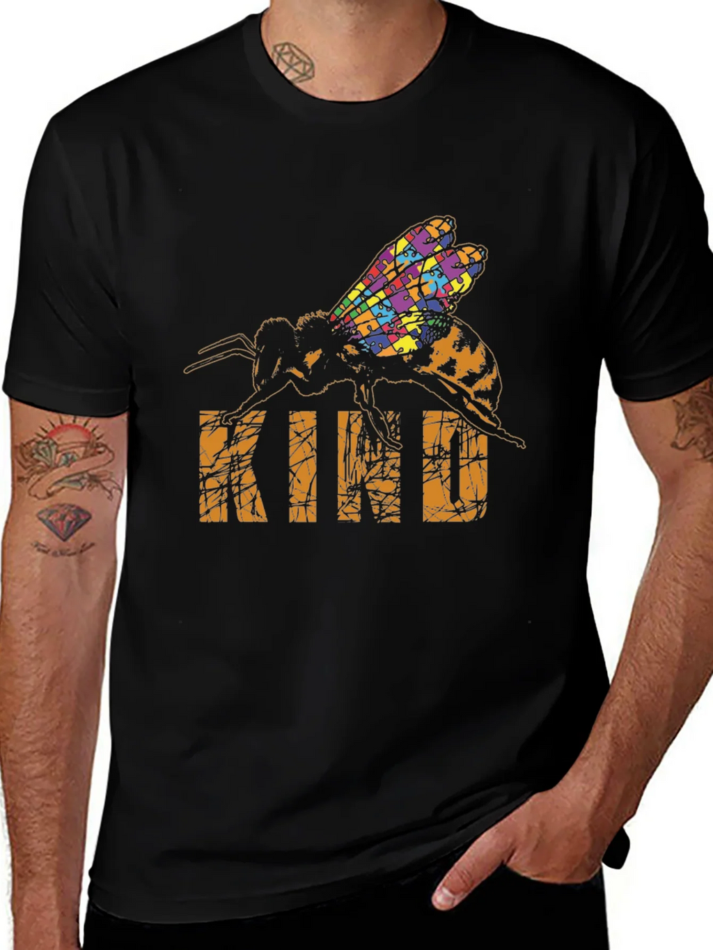 Be Kind Bee Autism Puzzle T-Shirt product image 1