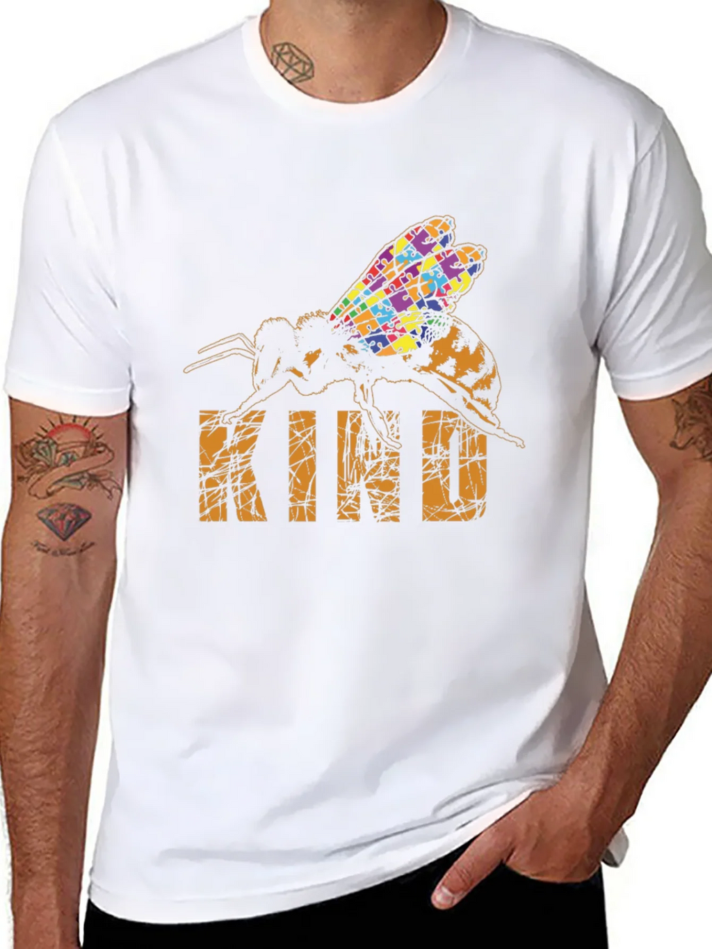 Be Kind Bee Autism Puzzle T-Shirt product image 7
