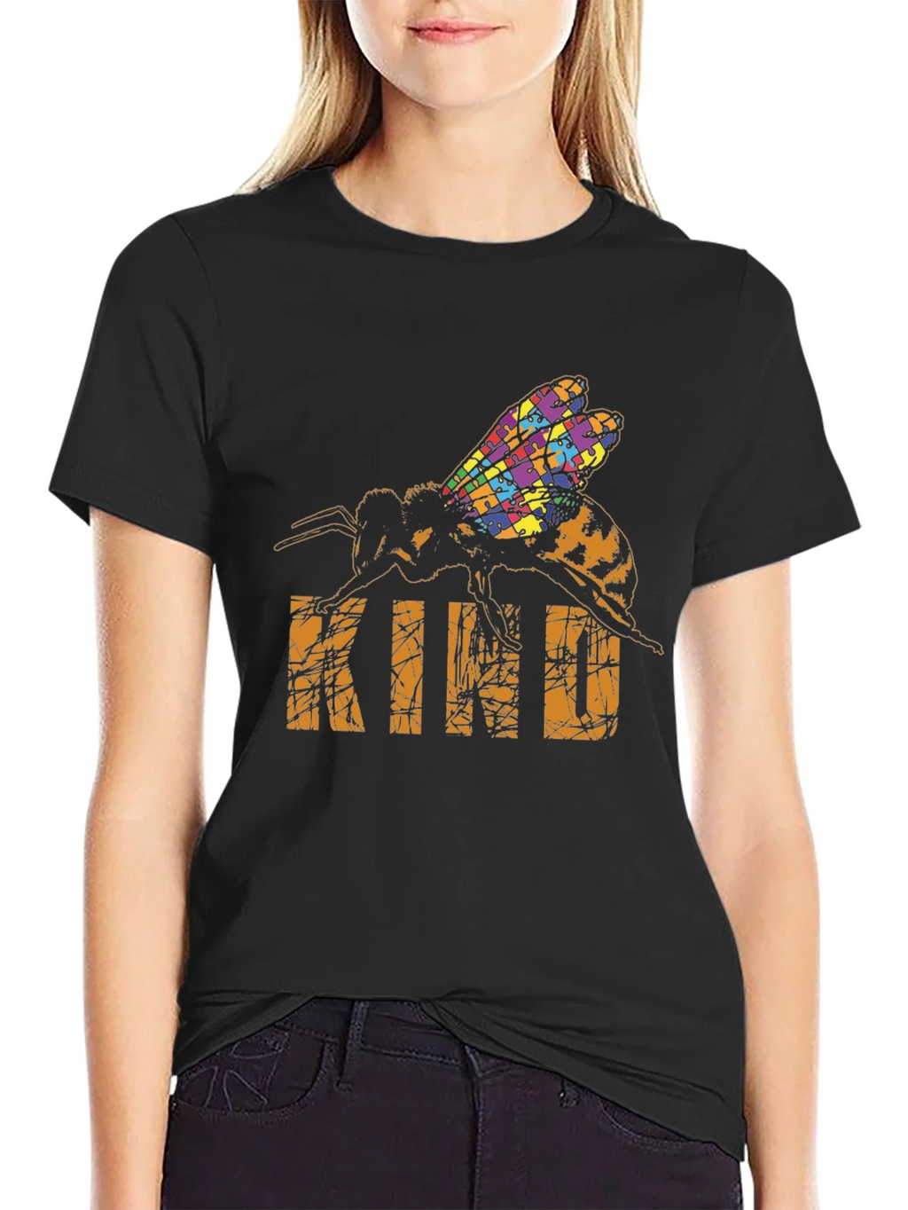 Be Kind Bee Autism Puzzle T-Shirt product image 2