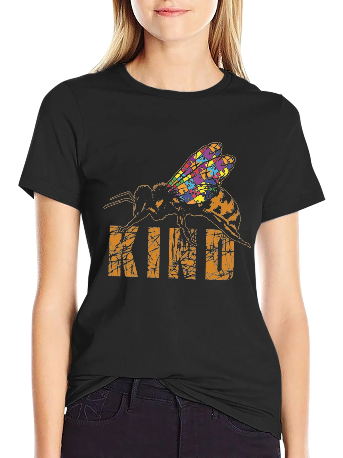Be Kind Bee Autism Puzzle T-Shirt product image 2